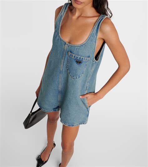 prada playsuit denim|Denim playsuit in blue .